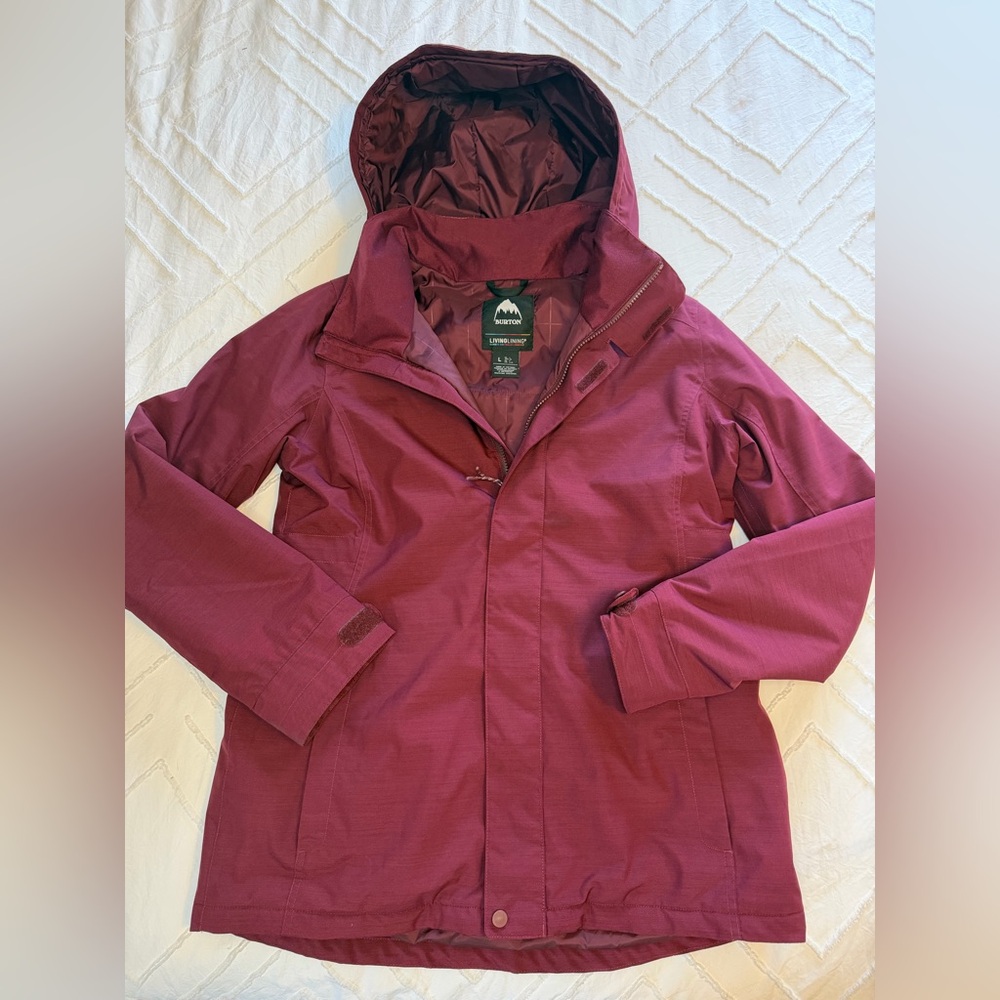 Burton Womens Jet Set Dry Ride Snowboard Jacket Size Large Burgundy Wine Color